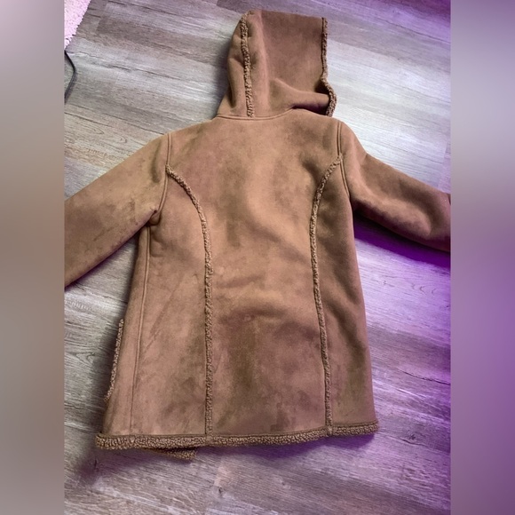 VTG L.L. Bean Hooded Teddy Coat Fur Coat Sherpa Warm Eskimo Brown Size S M - Picture 8 of 10